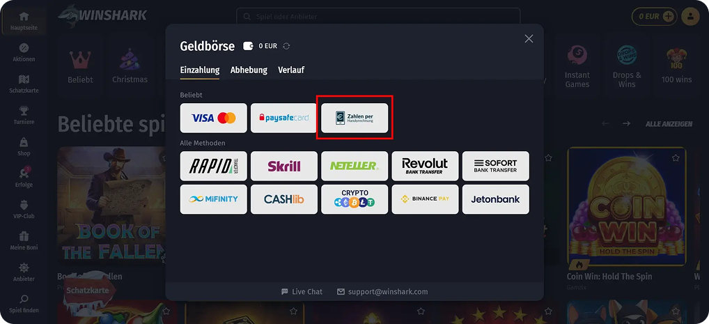 winshark handyrechnung casino